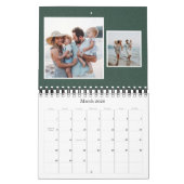 Calendrier Famille classique simple vert herringbone tweeté (Mar 2026)