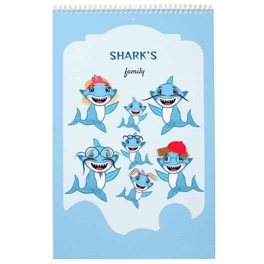 Calendrier Famille de Requins Heureux (Protection)