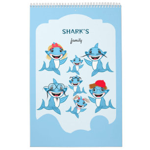 Calendrier Famille de Requins Heureux