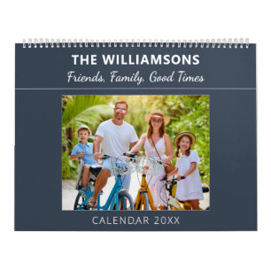 Calendrier Famille et amis bleu marine Collage de photos pers