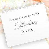 Calendrier Famille Mois d'écriture de script simple minimalis