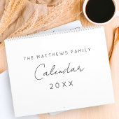 Calendrier Famille Mois d'écriture de script simple minimalis