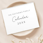 Calendrier Famille Mois d'écriture de script simple minimalis