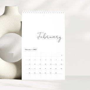 Calendrier Famille Mois d'écriture de script simple minimalis