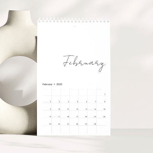 Calendrier Famille Mois d'écriture de script simple minimalis