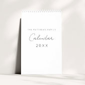 Calendrier Famille Mois d'écriture de script simple minimalis
