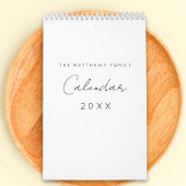Calendrier Famille Mois d'écriture de script simple minimalis