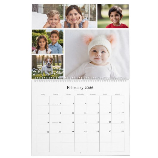 Calendrier Family and Friends Gray Multi Photo Calendar (Feb 2026)
