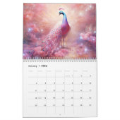 Calendrier Fantasy Pink Peacocks in Abstract Style (Jan 2026)
