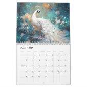 Calendrier Fantasy White Peacocks in Abstract Style (Mar 2027)