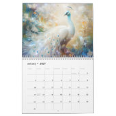 Calendrier Fantasy White Peacocks in Abstract Style (Jan 2027)