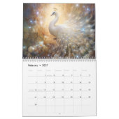 Calendrier Fantasy White Peacocks in Abstract Style (Feb 2027)