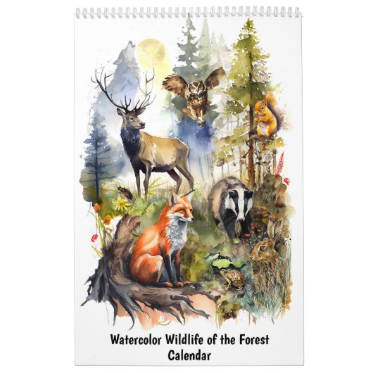 Calendrier Faune et Flore à l'Aquarelle de la Forê (Protection)