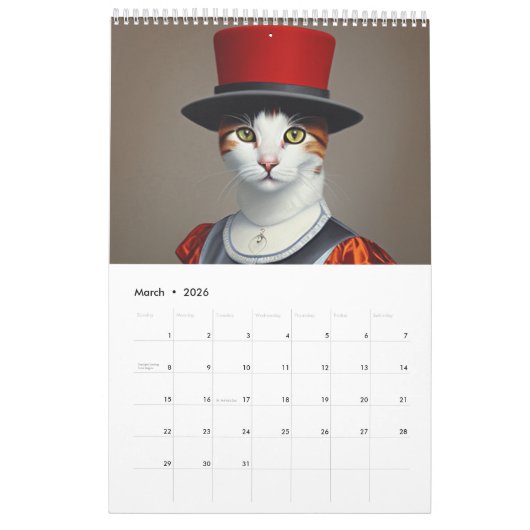 Calendrier Feline Cat (Mar 2026)