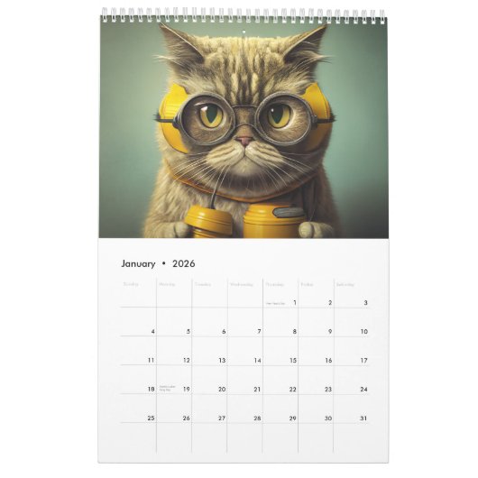 Calendrier Feline Cat (Jan 2026)