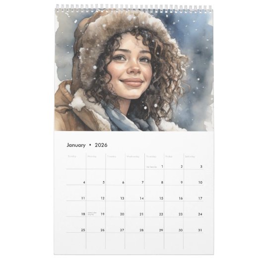 Calendrier Femmes et saisons 2024 (Jan 2026)