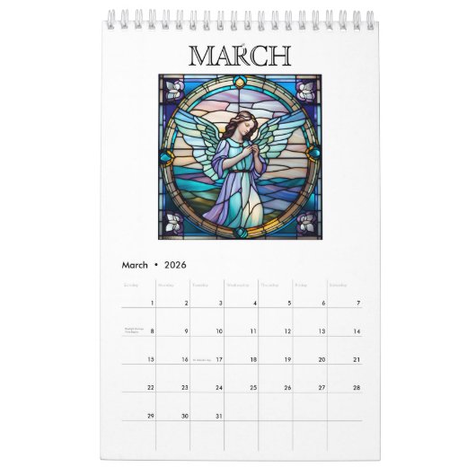 Calendrier Fenêtre Angels en verre tendu 2026 Personnalisé (Mar 2026)