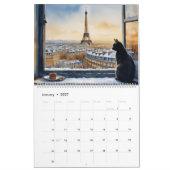 Calendrier Fenêtre d'un Chat — Un chat noir & 12 v (Jan 2027)
