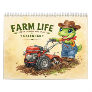 Calendrier Ferme de dinosaures mignons - Art des tâches agric