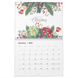 Calendrier Festif Floral Noël Botanique Conception de vacance