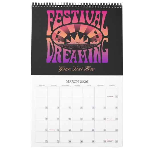 Calendrier Festival Dreaming Retro Raspberry-Apricot-Plum (Mar 2026)