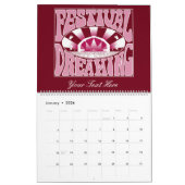 Calendrier Festival Dreaming Retro White-Pink-Cranberry (Jan 2026)