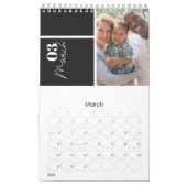Calendrier Fête de l'année multi photo moderne gris personnal (Mar 2026)