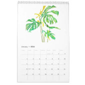 Calendrier feuille vert aquarelle calender 2024 (Jan 2026)