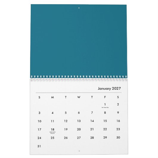 Calendrier feuilles d'arbre (Jan 2027)