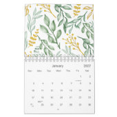 Calendrier Feuilles verts et Floral jaune doré 2026 (Jan 2027)