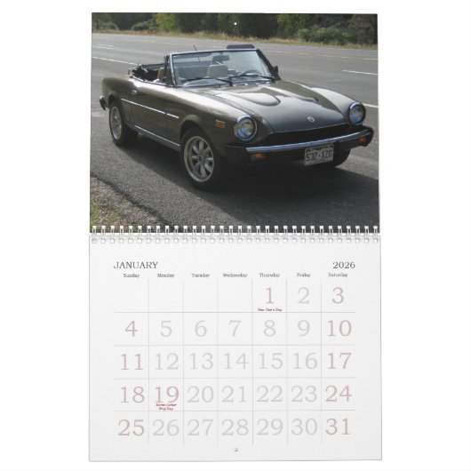 Calendrier Fiat 124 Araignée 2013 (Jan 2026)