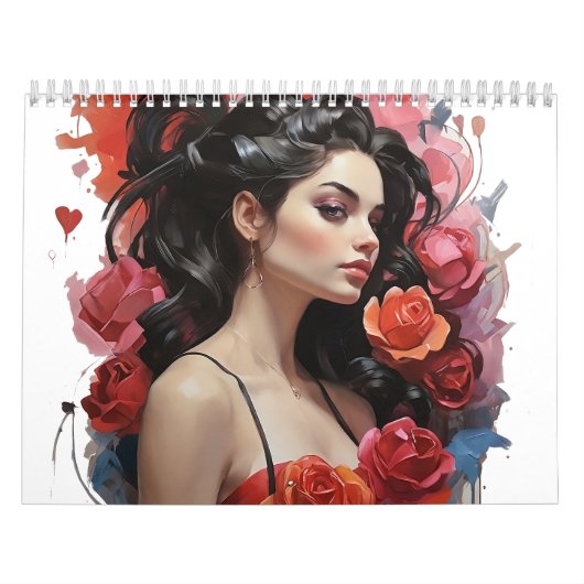 Calendrier fille avec rose (Protection)