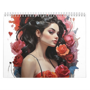Calendrier fille avec rose