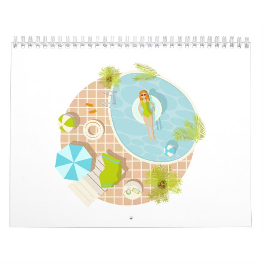 Calendrier Fille de piscine en bikini plage d'été (Protection)