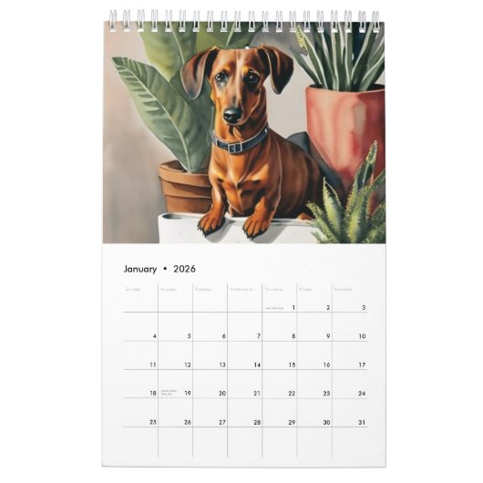 Calendrier Fille rose chien (Jan 2026)
