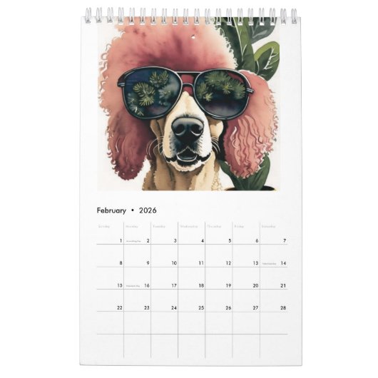 Calendrier Fille rose chien (Feb 2026)