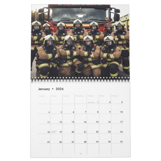 Calendrier Fire & Bravery : Firefighter 20XX (Jan 2026)