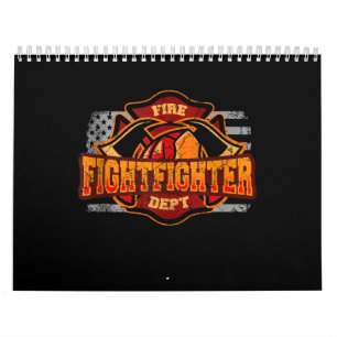 Calendrier Fireman American Flag Red Line