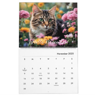 Calendrier Fleur de chat animal mignonne tous les mois de 202