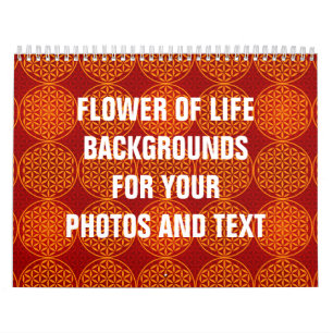 Calendrier Fleur de vie - motif de timbre - orange rouge