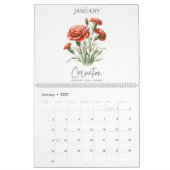 Calendrier Fleur du mois de naissance (Jan 2027)