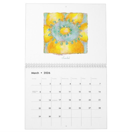 Calendrier Fleurs 2026 (Mar 2026)