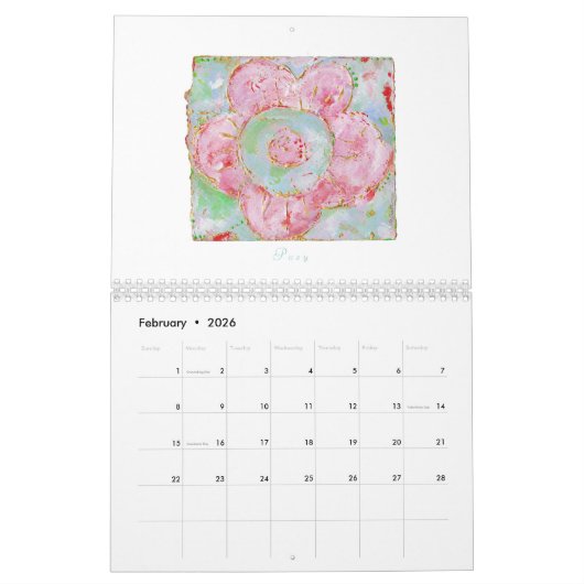 Calendrier Fleurs 2026 (Feb 2026)