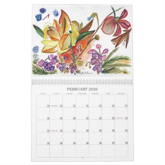 Calendrier Fleurs à éclairer tous les mois (Feb 2026)