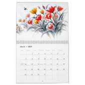 Calendrier Fleurs à l'Encre de Chine Fleurs 2027 (Mar 2027)