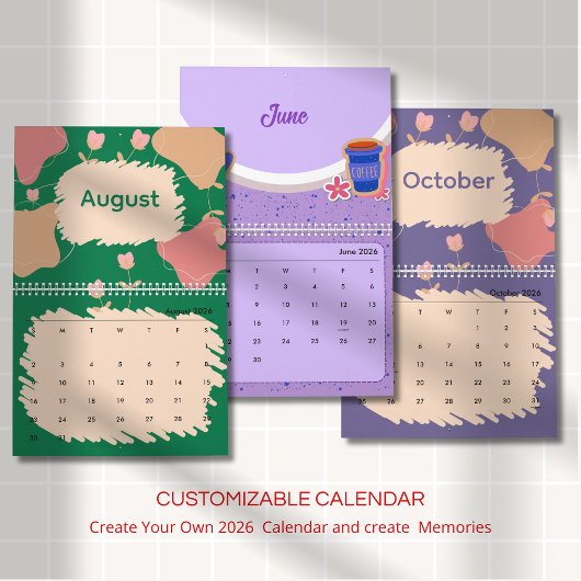 Calendrier Fleurs Abstraites Brillantes Pastel
