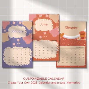 Calendrier Fleurs Abstraites Brillantes Pastel