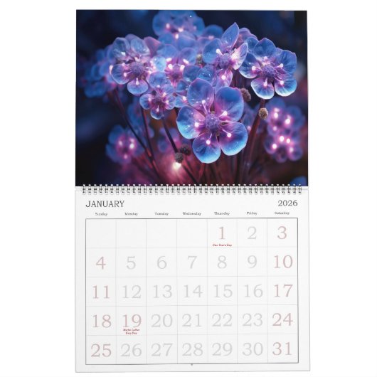Calendrier Fleurs Aliens Imaginaires (Jan 2026)