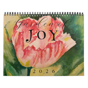 Calendrier Fleurs Aquarelle 12 Mois (Moyen)