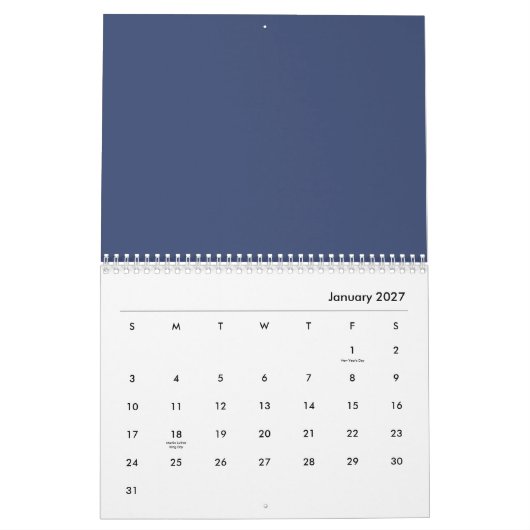 Calendrier Fleurs bleues (Jan 2027)